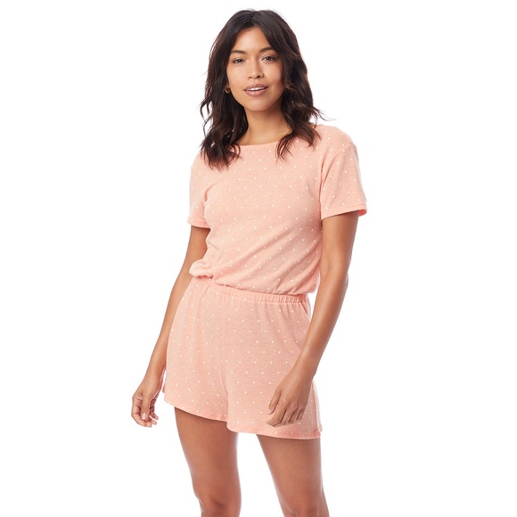 Alternative Apparel Pants - Alternative Apparel Cross Back Romper Peach Polka